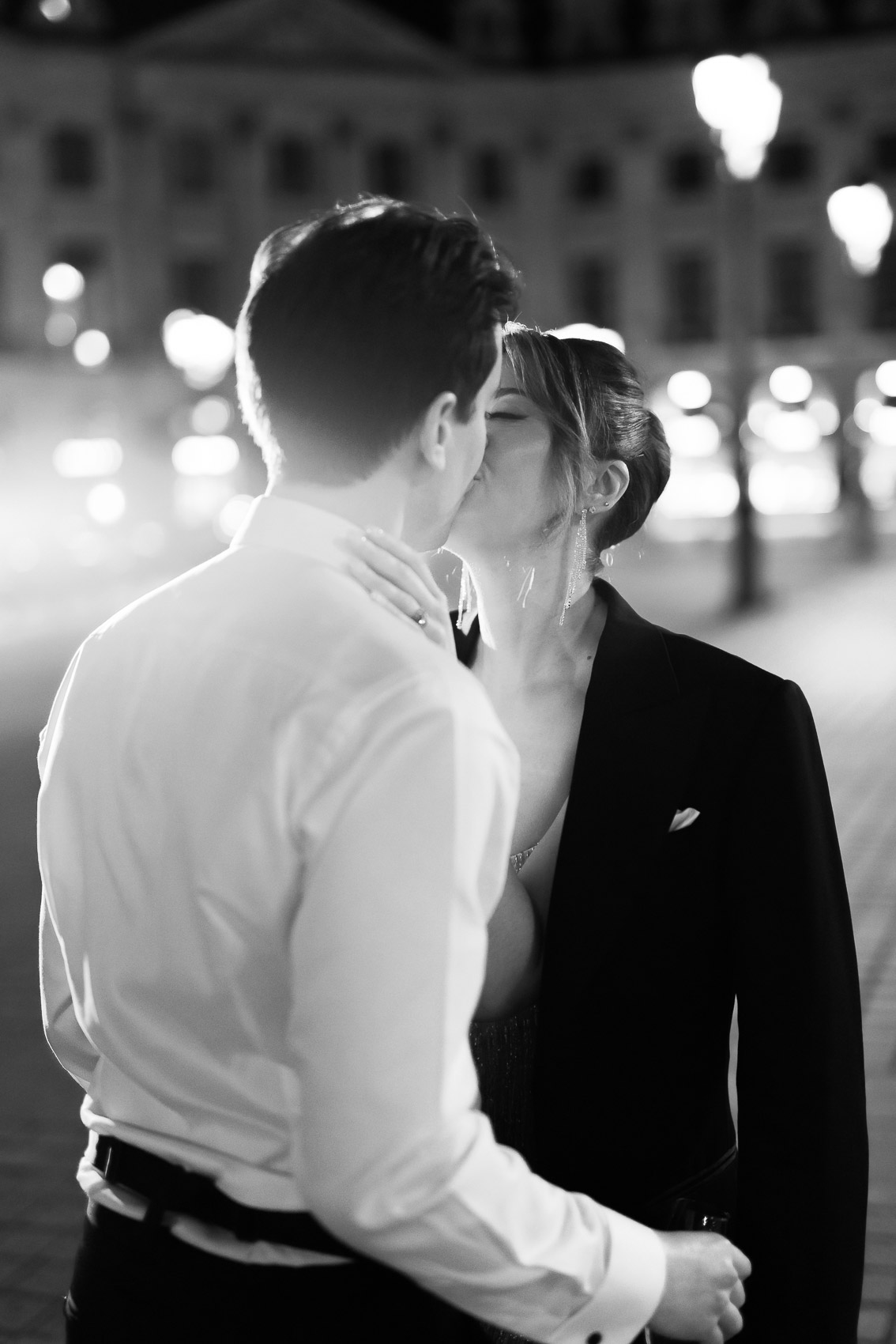 Couple at Place Vendôme, capturing the romance and elegance of Paris